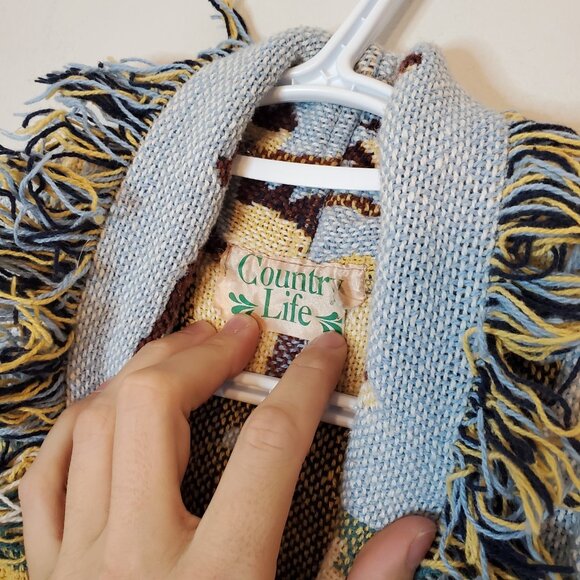 Vintage 90s Western Horse Tapestry Vest Yellow Size XS/S - Picture 3 of 4